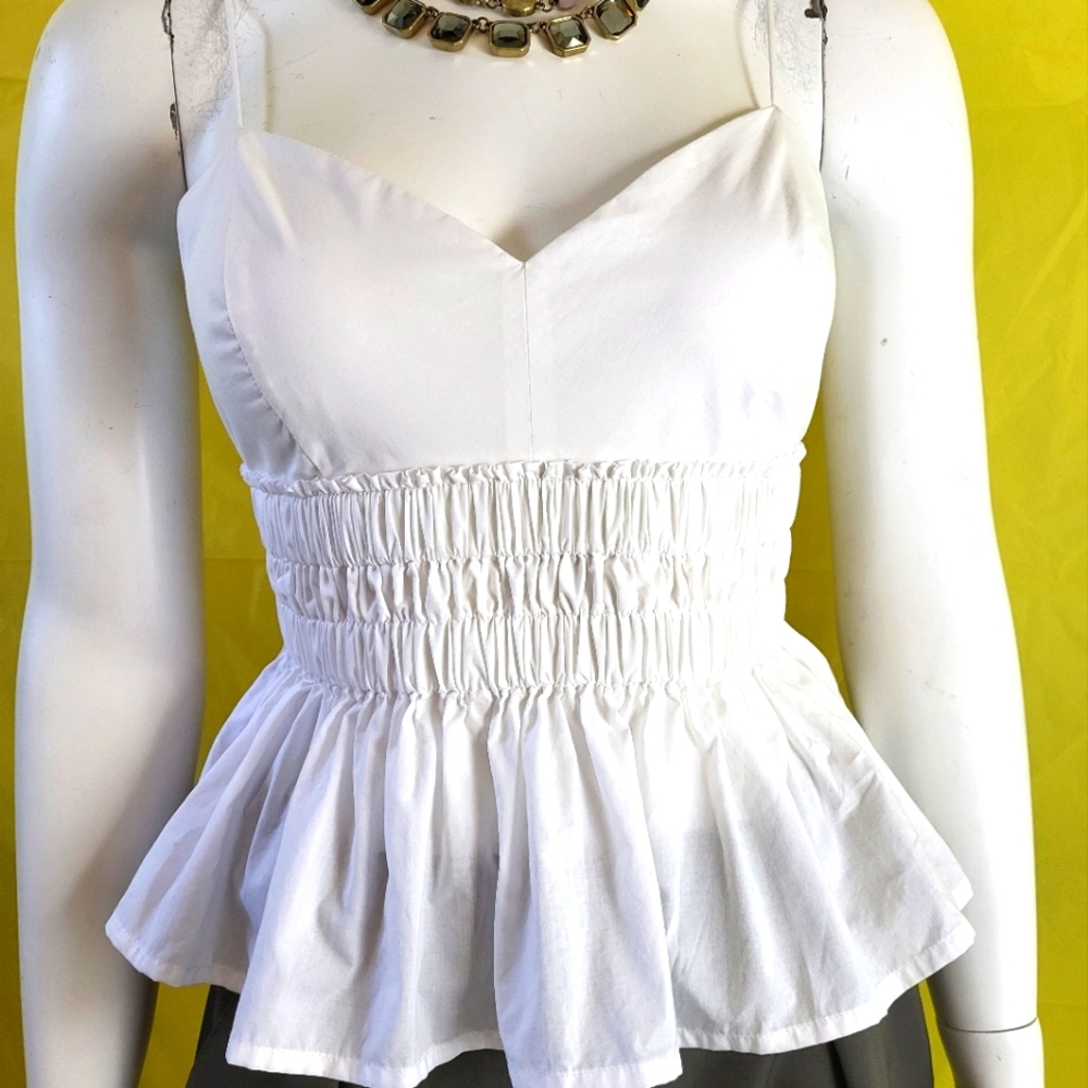 White cotton ruffle top - xs - small